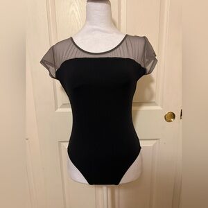 Motionwear Adult Black Sheer Sleeve Leotard Ballet